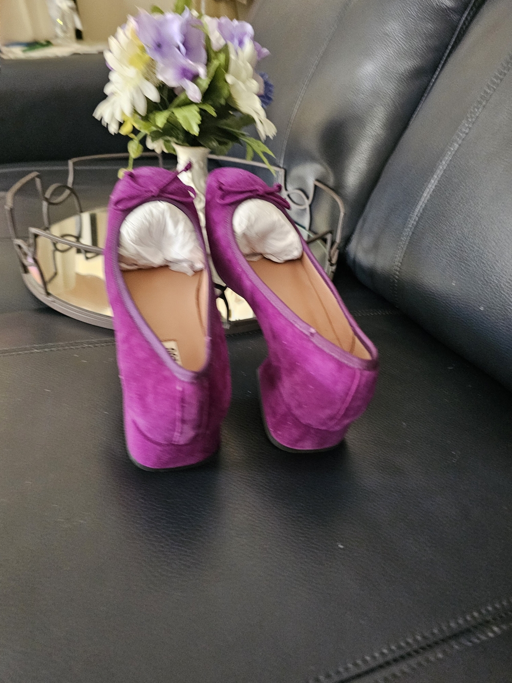 Bibi Lou Women's Purple Suede Ballet Flats - Picture 4 of 5